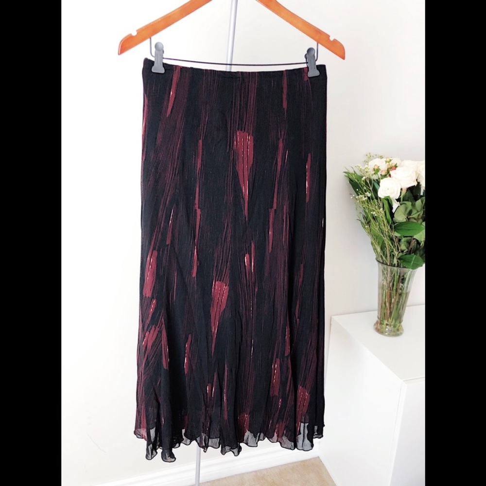 NWOT Picadilly Fashions Red Black Long Midi Skirt